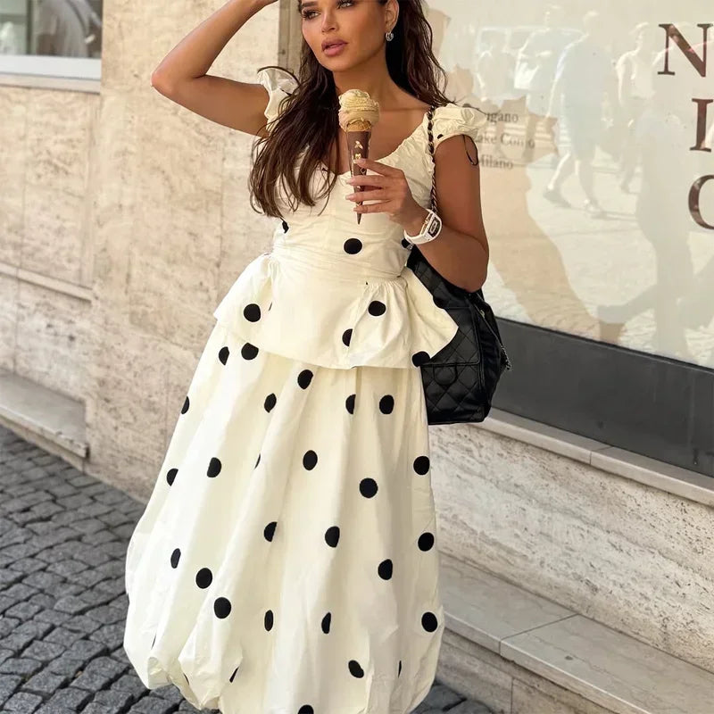 Vintage Polka Dot Backless Tank Tops Sexy Summer Street Chic Slim Deep V Neck Vest Casual Ruffles Sleeveless Tops Woman 2026