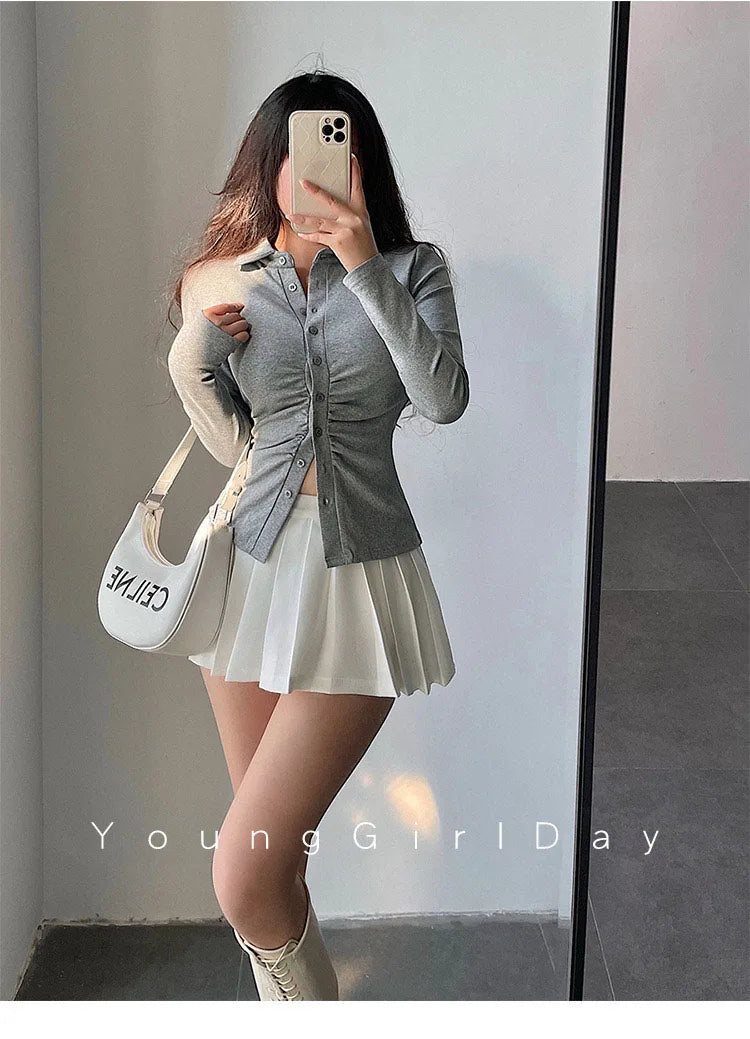  Pleated Skirt with Shorts Women Sexy High Waist White Black A-line Korean Gyaru Mini Tennis Skirt School Girl Summer
