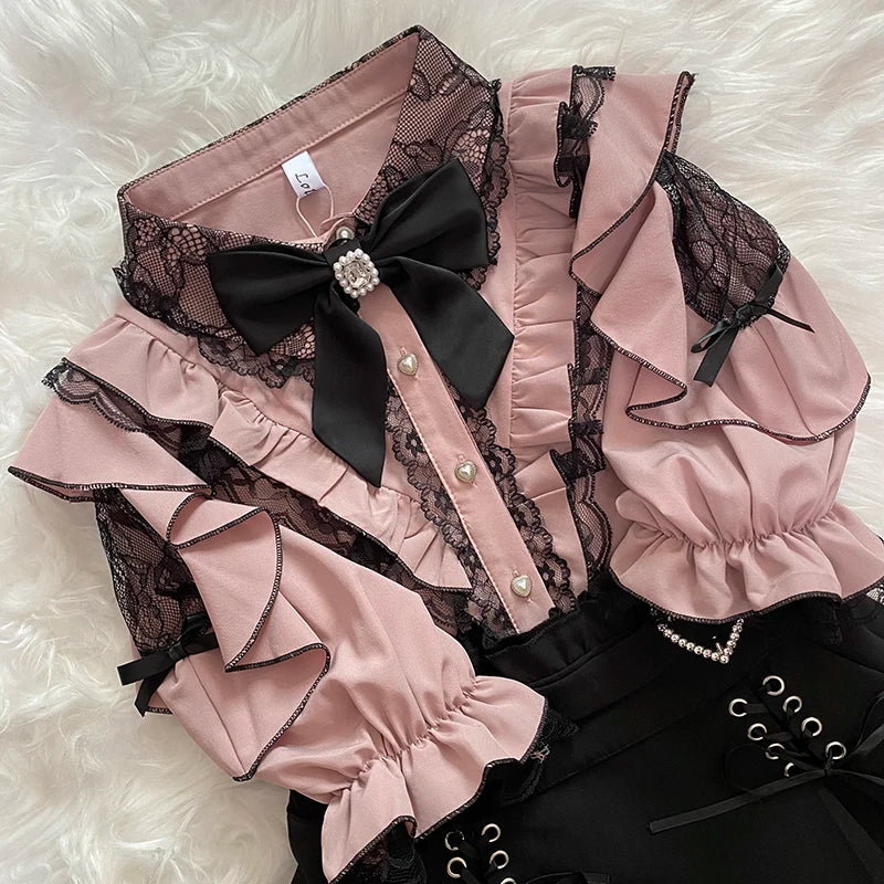 Women's Jirai Kei Lolita Long-Sleeve Blouse
