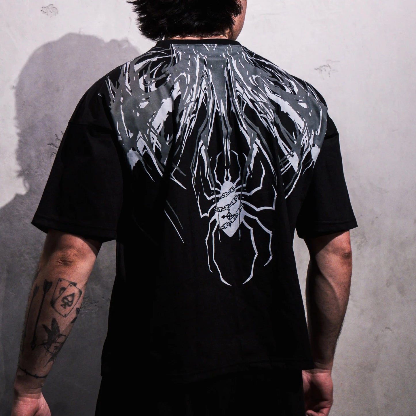 T shirt Men Dark Oversized Cotton Tee Skull Print Workout Gym Top Streetwear Fitness Clothing Alternative Fashion