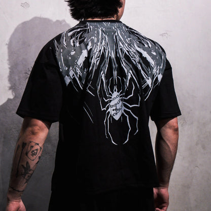 T shirt Men Dark Oversized Cotton Tee Skull Print Workout Gym Top Streetwear Fitness Clothing Alternative Fashion