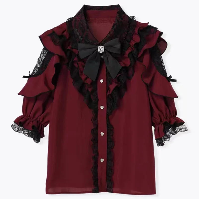 Women's Jirai Kei Lolita Long-Sleeve Blouse