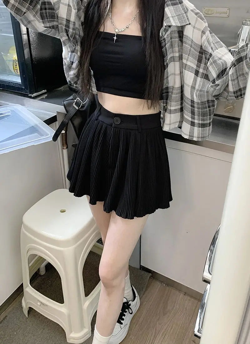 Solid Shorts Women Summer Folds All-match High Waist Stylish Popular Aesthetic Fashion Korean Style Шорты Женские Летние Chic