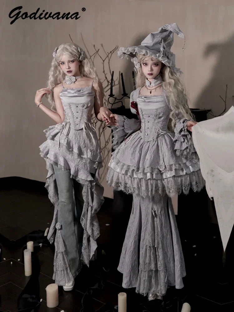 Women's Gothic Camisole Fishtail Skirt Set