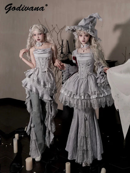 Women's Gothic Camisole Fishtail Skirt Set
