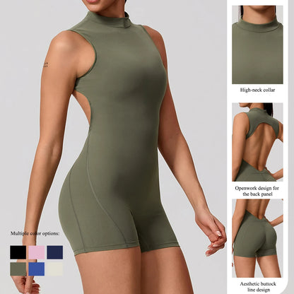Apex Ritual – Sleeveless Yoga Bodysuit Women – High Stretch Push Up Fitness Jumpsuit
