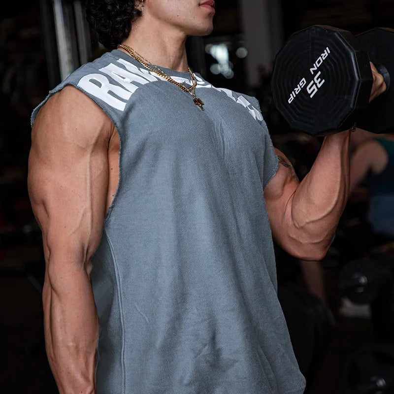 Men's Summer Cotton Tank Top Muscle Gym Fitness Workout Sleeveless Shirts O-Neck Vest Casual Sports Tops Male Trendy Breathable
