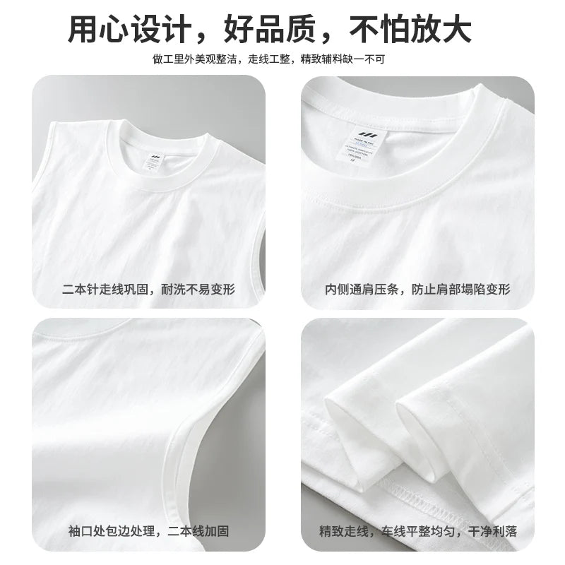 Dukeen 250G Heavyweight Men's Tank Tops 2024 New Summer Pure Cotton Sleeveless Shirt Man Sports Casual Basketball Vest