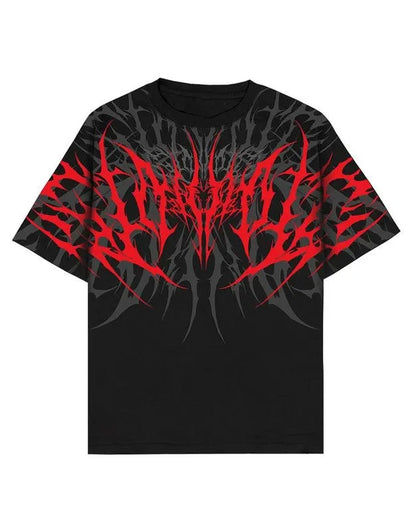 Cyberpunk Streetwear Tshirt Men's Vintage Heavy Cotton Boxy Fit Distressed Print Tee Urban Hip Hop Goth Fashion Top