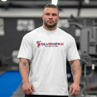 SILVERBACK Muscle Fitness T-shirt Summer Men's Athleisure Workout short sleeve Shirts cotton Fitness Tee Gym Sports Shirt Tops