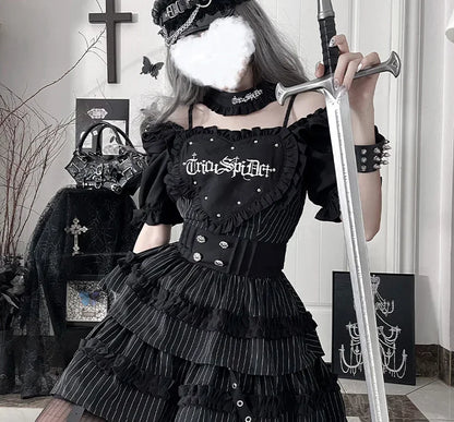 Women's Gothic Puff-Sleeve Sweetheart Dress