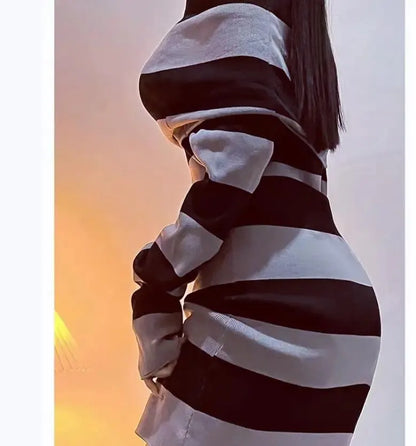 Women's Striped Off-Shoulder Mini Dress