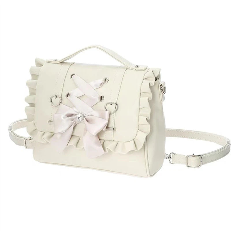 Mine Department Lolita Women's Bag Bow Control Strap Love Handbag Sweet Cute One Shoulder Oblique Span Women's Student Backpack