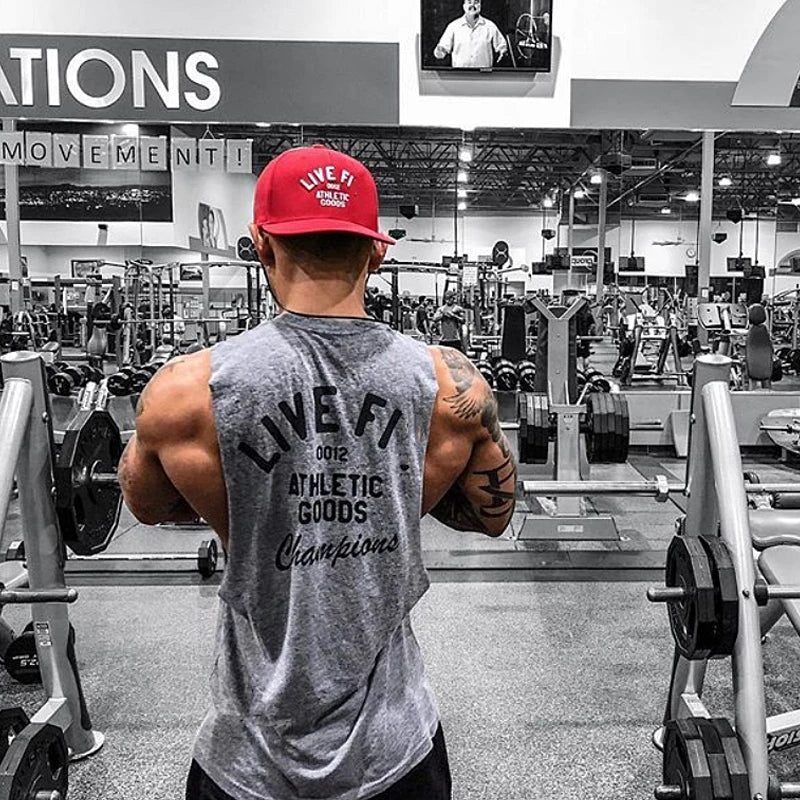 Men's Cotton Tank Top Gym Fitness Bodybuilding Sleeveless Singlet Workout Vest Summer Casual Basketball Shirt Male Sports Tops