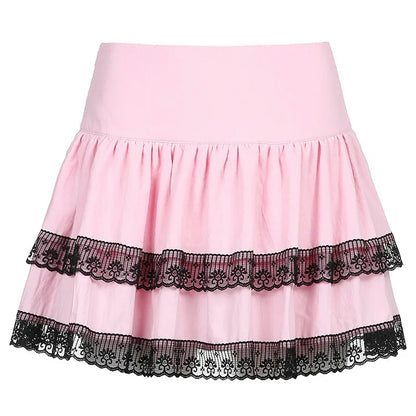 Women's Pink Plaid Gothic Mini Skirt
