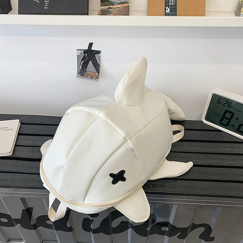 Whale Design Dual Shoulder Backpack Unisex Street Style Cycling Bag Fashionable Student Backpack for Men And Women
