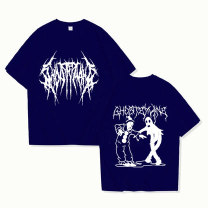 New Ghostemane Double Sided Print T-shirt Men Women Fashion Hip Hop Metal Gothic Rock T Shirt Oversized Loose Streetwear Top