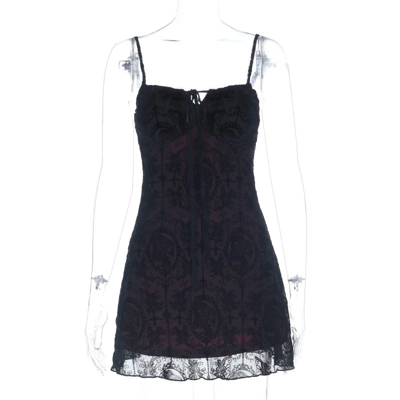 Women's Gothic Cross Strap Mini Dress