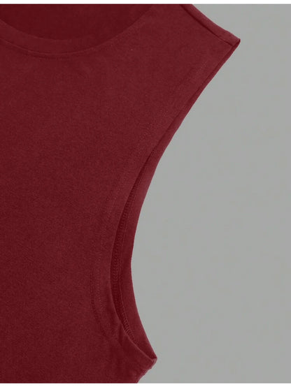 Men's White Sleeveless T-Shirt Tank Top Casual Loose Fit O-Neck Basic Vest Summer Gym Workout Streetwear Tops