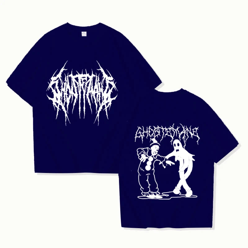 New Ghostemane Double Sided Print T-shirt Men Women Fashion Hip Hop Metal Gothic Rock T Shirt Oversized Loose Streetwear Top