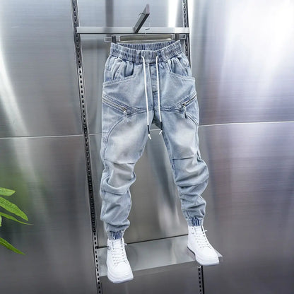 Fashionable Street Jeans Cool Zipper Harem Jeans High Quality Luxury Brand Men Clothing