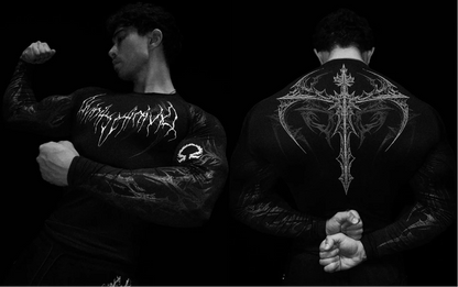 Breathedivinity High-Energy Men's Printed Training Fitness Long-Sleeved Shirt