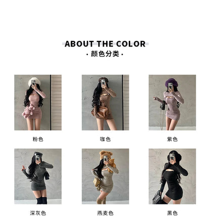 Women's Hollow-Zip Knit Mini Dress