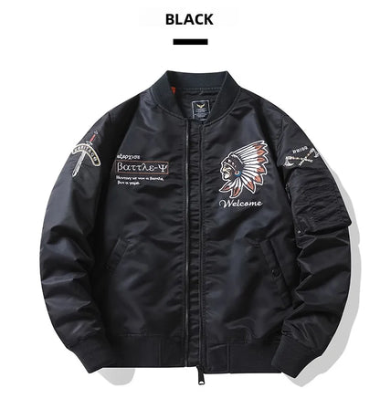 Apex Ritual – Spring Autumn Embroidered MA1 Pilot Jacket Men – Trendy American Workwear Baseball Style