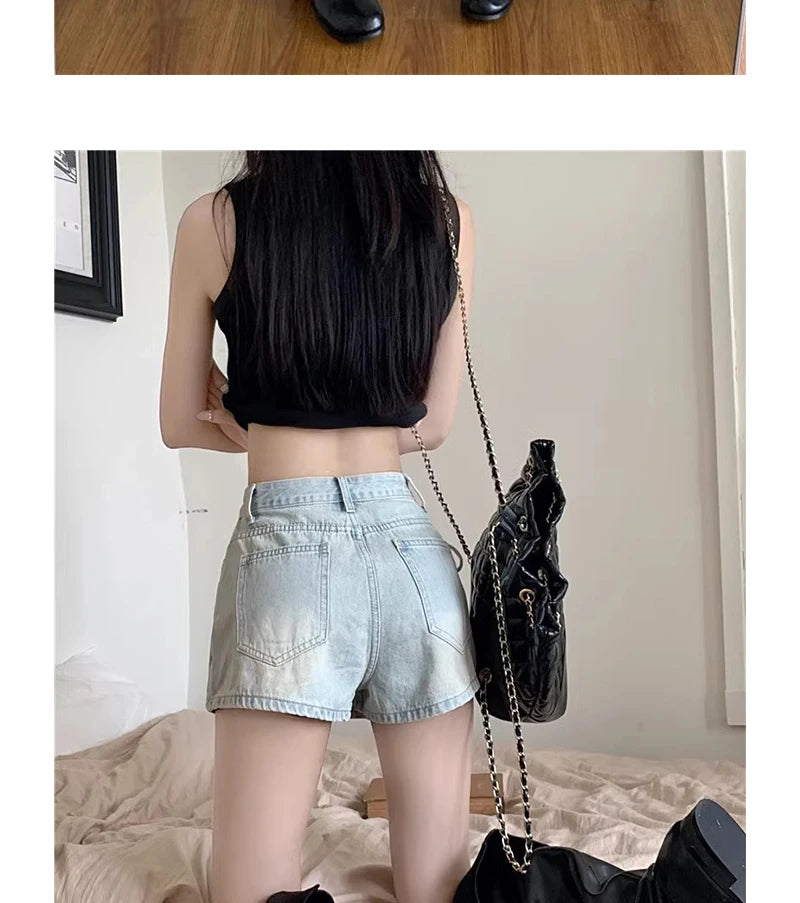 High Waist A-Line Denim Shorts Women's Summer New Style Half-length Skirt Sexy Girls Casual Comfortable Korean Version Short ...