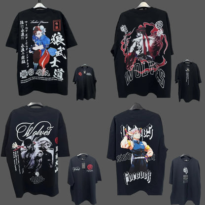 Apex Ritual – アニメプリント メンズクルーネックTシャツ – ゆったりカジュアル フィットネストレーニング コットンTee