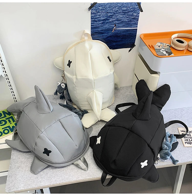 Whale Design Dual Shoulder Backpack Unisex Street Style Cycling Bag Fashionable Student Backpack for Men And Women