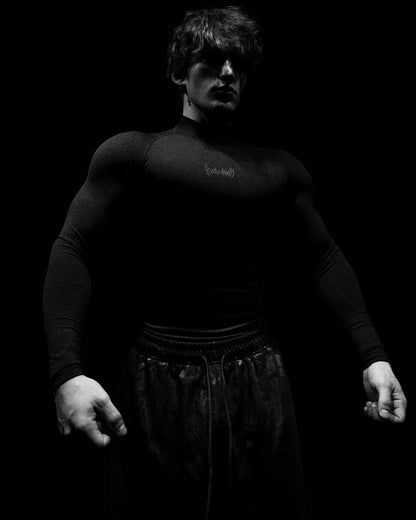 01-Men's Compression Long Sleeve Sports Shirt Workout Tops Gym Compression Breathable High Stretch