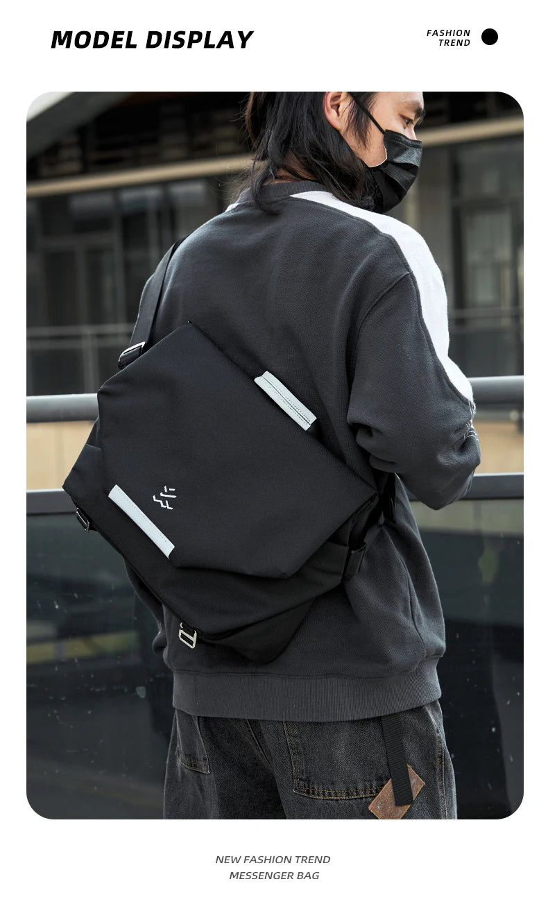 MOYYI Design Large Laptop Messenger Bag for Men Waterproof Travel Crossbody Shoulder Bag Reflective Cycling College School Bag