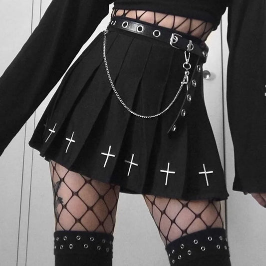 Women Harajuku Sweet Fresh Feeling High Waist Pleated Skirt Elastic Waist - APEX RITUAL women's skirts