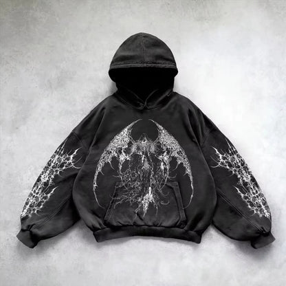 Women's Gothic Graphic Oversized Pullover Hoodie