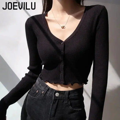 Women's Y2K V-Neck Knit Crop Top