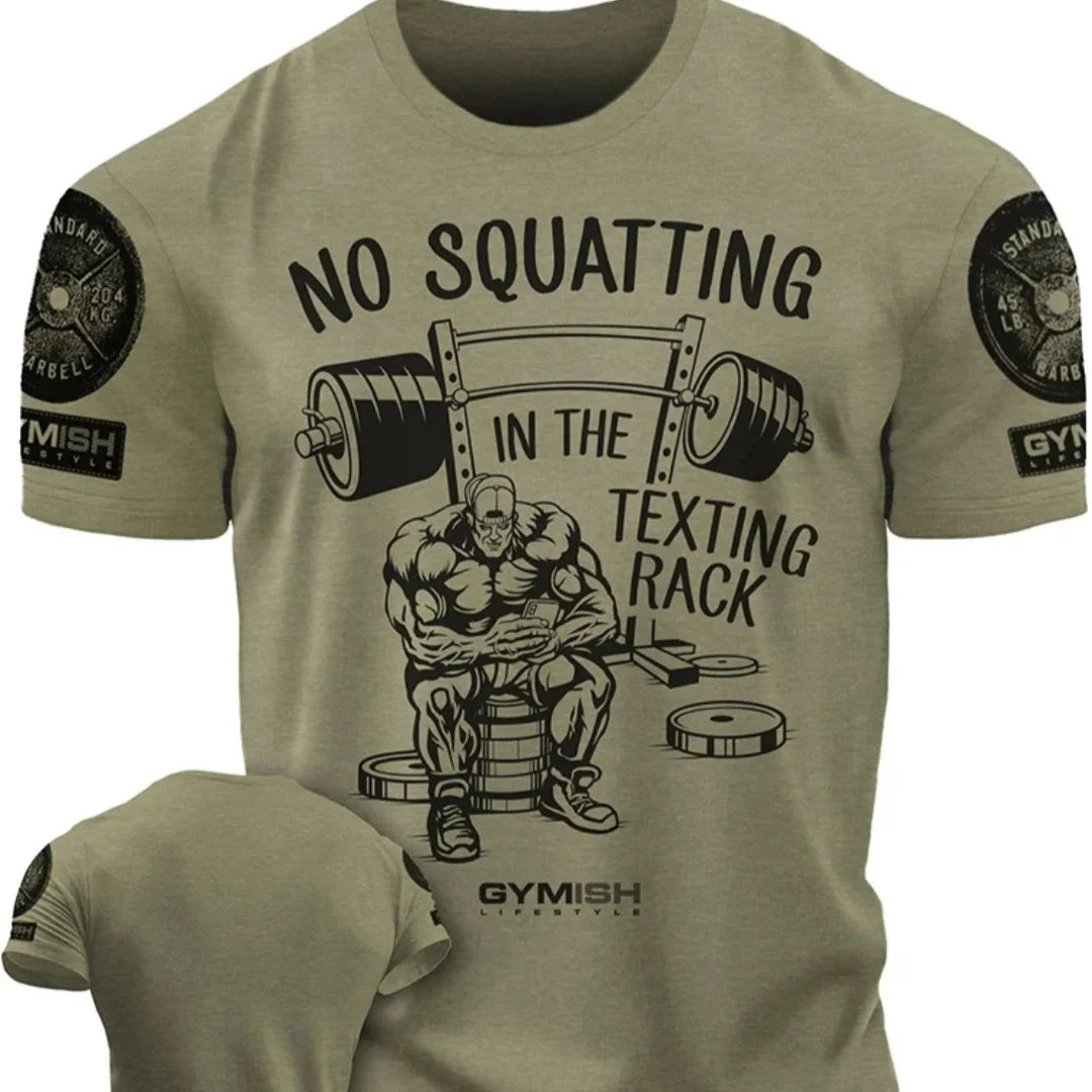 Apex Ritual – GYM Letter Print Round Neck T-Shirt – Breathable Men's Sports Top