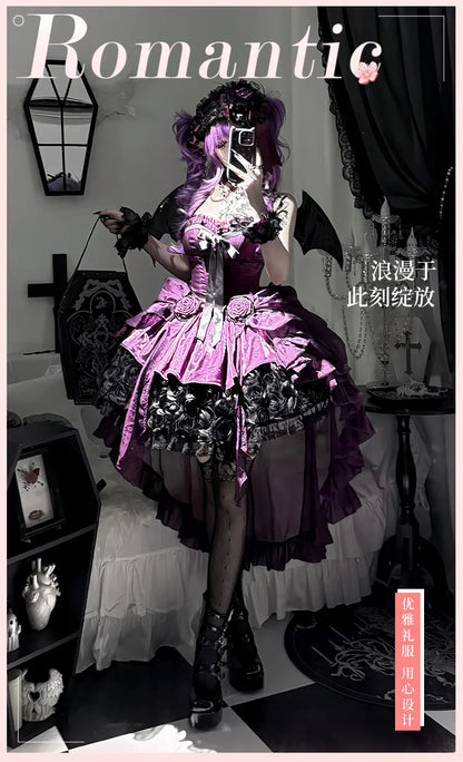 Women's Purple Puffy Party Dress