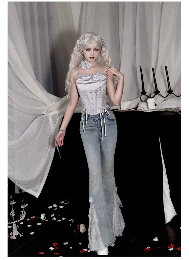 Women's Gothic Camisole Fishtail Skirt Set