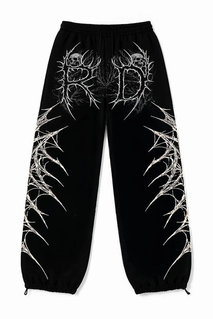 Equinox Flower Japanese Leisure Pants Manga Printing Men Women Slacks Trousers Y2K Gothic Wide Pants