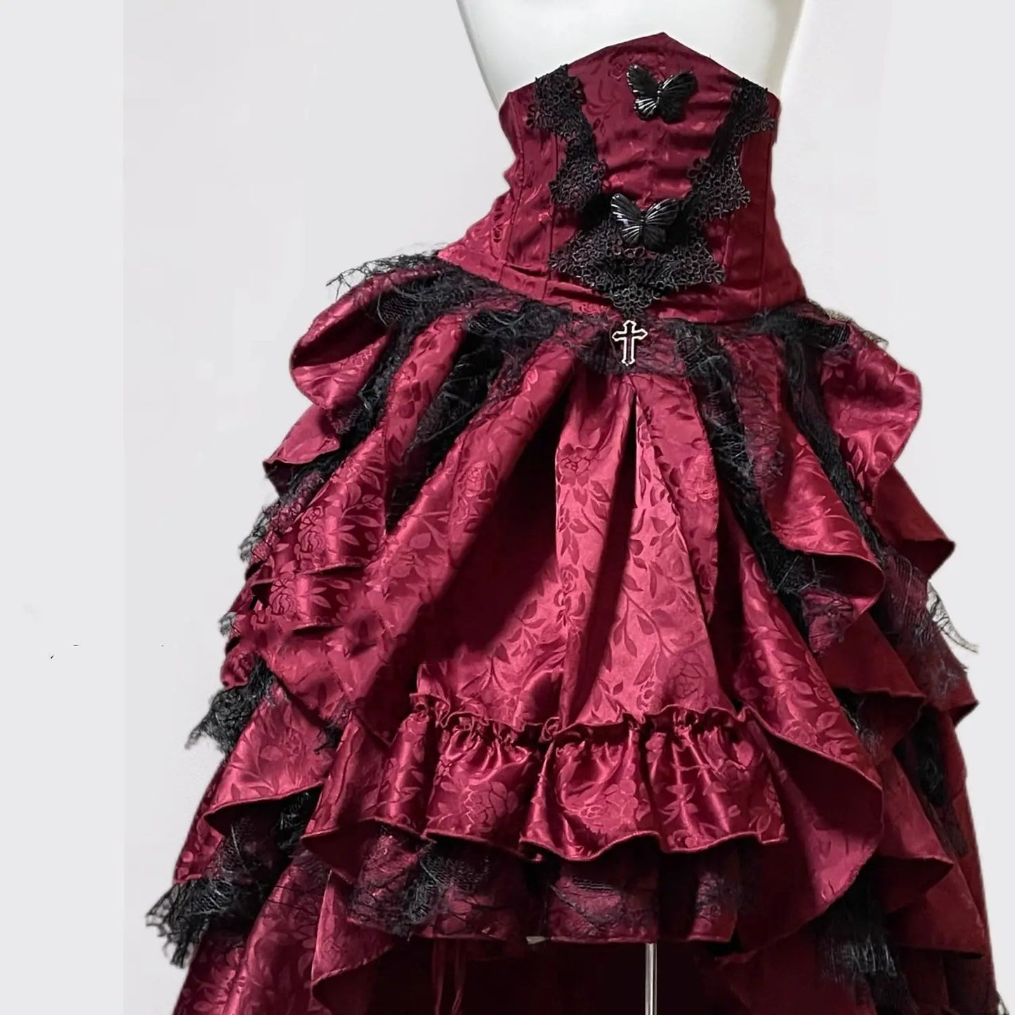Women's Gothic Halter Lace Skirt Set