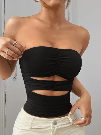 Women's Side-Cutout Strapless Tube Top