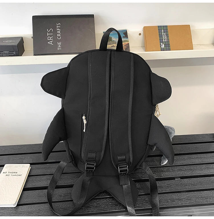 Whale Design Dual Shoulder Backpack Unisex Street Style Cycling Bag Fashionable Student Backpack for Men And Women