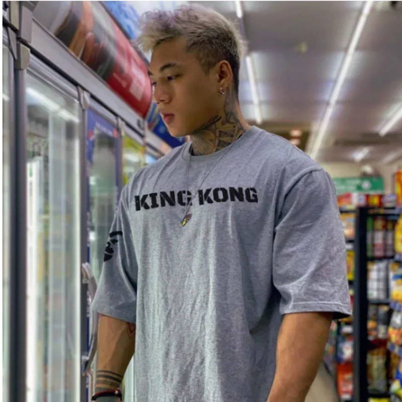 casual sportswear men sports short sleeved T-shirt men summer loose cotton tops large size outdoor gym running training T-shirt