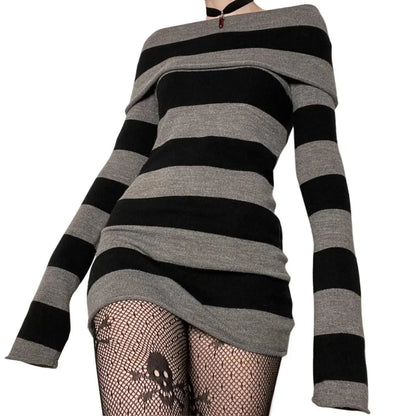 Women's Striped Off-Shoulder Mini Dress