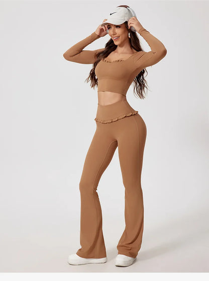 Women's Workout Wide-Leg Slim Fit Two-Piece Set
