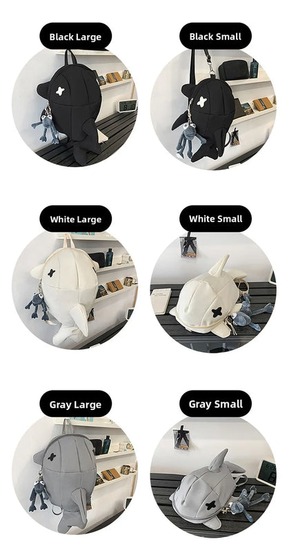 Whale Design Dual Shoulder Backpack Unisex Street Style Cycling Bag Fashionable Student Backpack for Men And Women