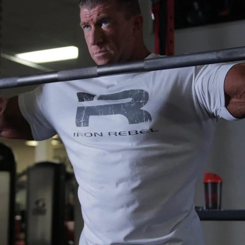 IR Series Hard Core Short Sleeve T-shirt Sport Print Round Neck Simple Sweat Absorbent Fitness Men's Clothing Training Loose