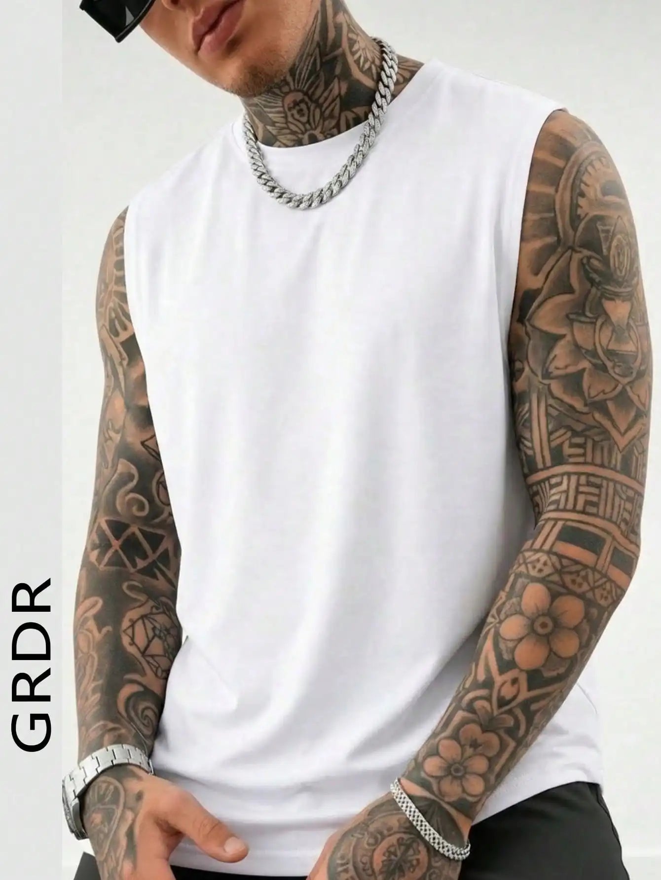 Men's White Sleeveless T-Shirt Tank Top Casual Loose Fit O-Neck Basic Vest Summer Gym Workout Streetwear Tops