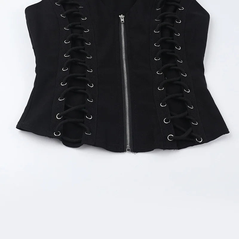 Women's Gothic Zip Slim Tank Top